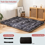 MAXYOYO Japanese Floor Mattress Futon Mattress, 4" Thicken Tatami Mat Sleeping Pad Foldable Roll Up Mat Boys Girls Dormitory Pad Kids Floor Lounger Pillow Bed, Charcoal Grey, Queen Size