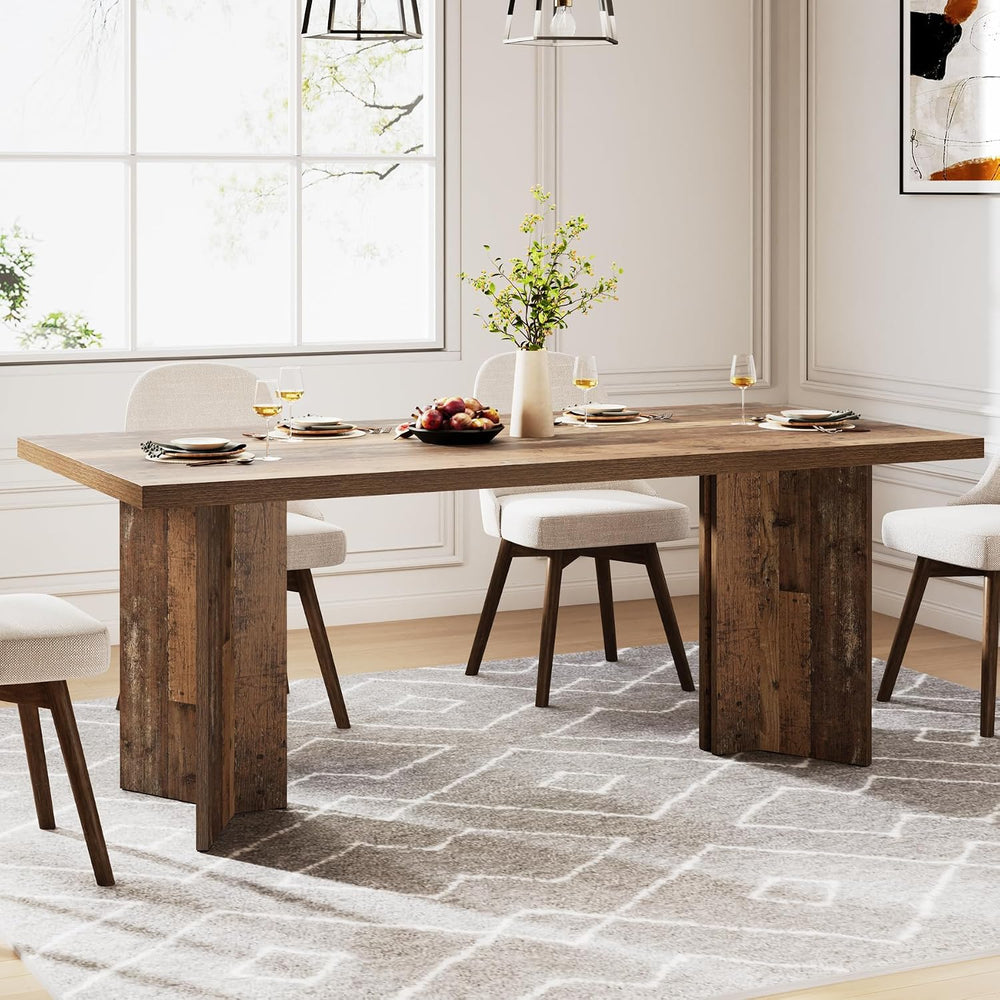 Tribesigns 63-inch Dining Table for 4-6, Farmhouse Kitchen Table with Large T...