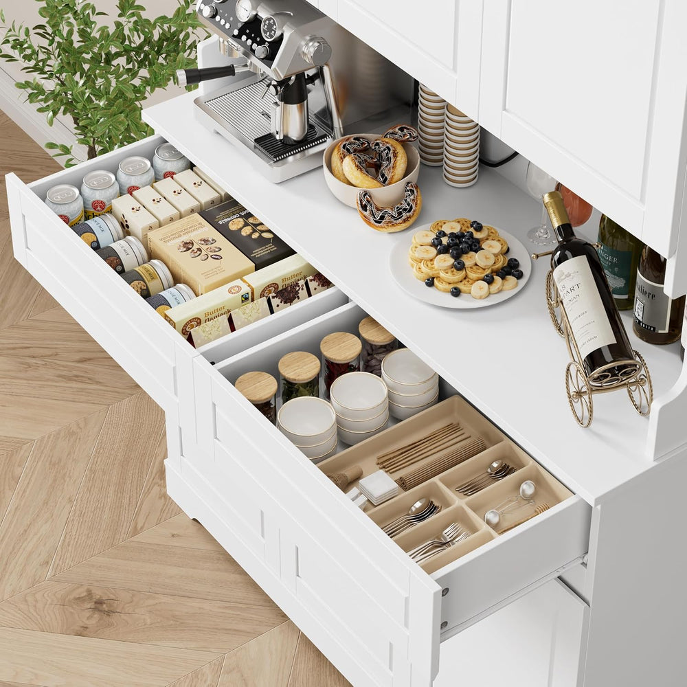 FACBOTALL 74" Pantry Cabinet, Tall Kitchen Pantry with 6 Doors & 2 D...