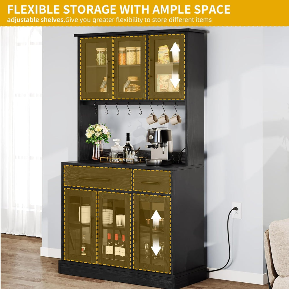 DWVO Kitchen Pantry Storage Cabinet with Microwave Stand, 71'' Tall K...