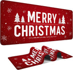 Merry Christmas Gaming Mouse Pad 35.4"x15.7"Desk Mat Anti-Slip Rubber Base & Durable Stitched Edges for Gamers Smooth Mouse Writing Surface for Desk Office/Home