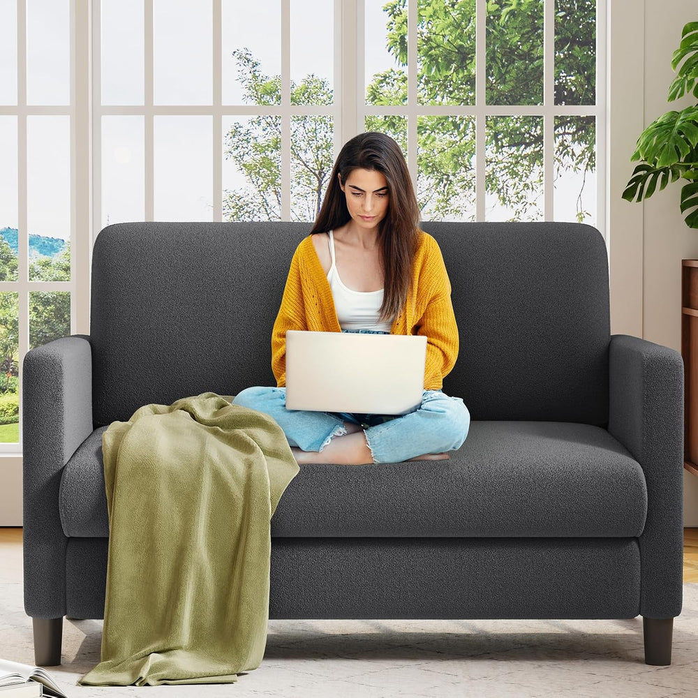 Welzona Loveseat, 51" Small Couch, Teddy Love Seat, Small Loveseat Sofa ...