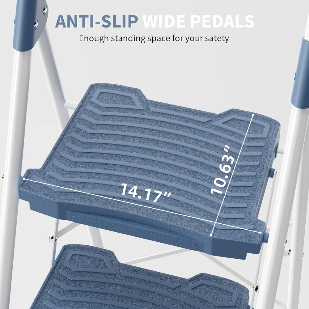KINGRACK 4 Step Ladder, Sturdy Step Stool with Handrail, Anti-Slip Wide Pedal...