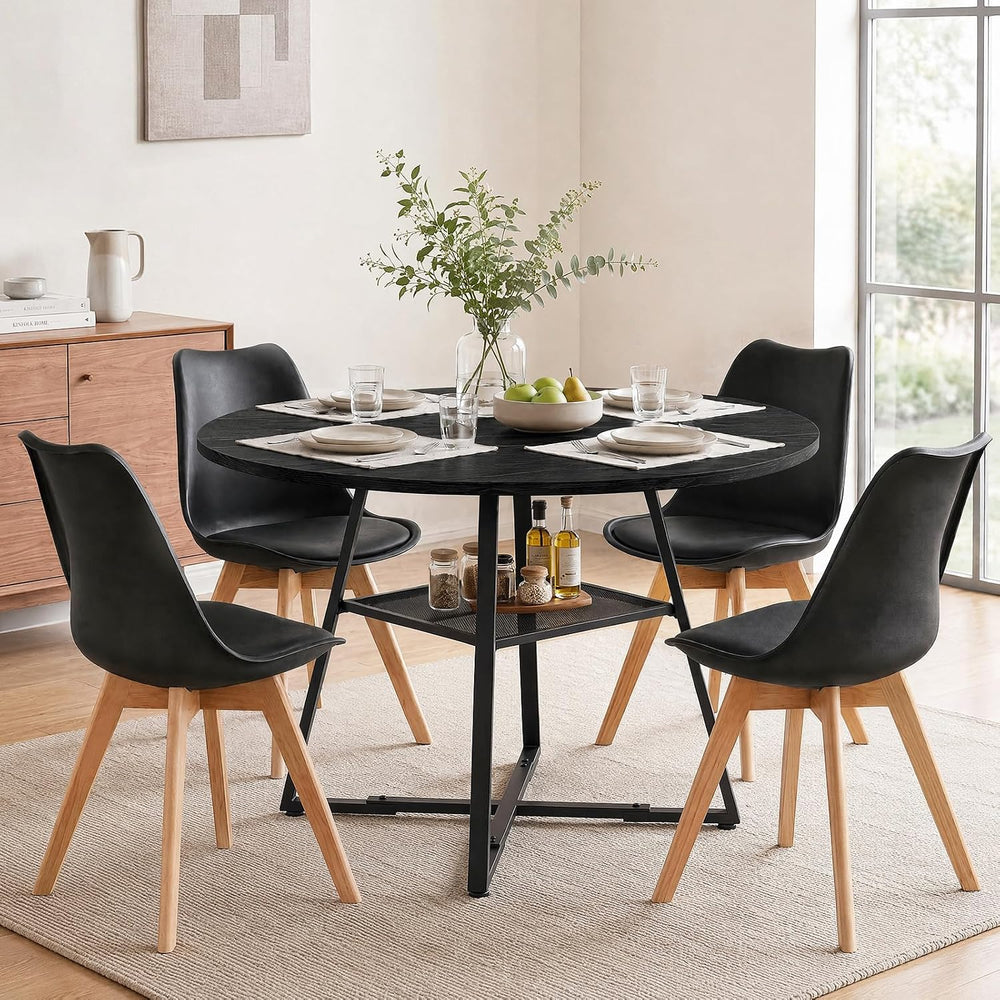 47in Round Dining Table Set for 4, Kitchen Table with Chairs | Circle Table, ...