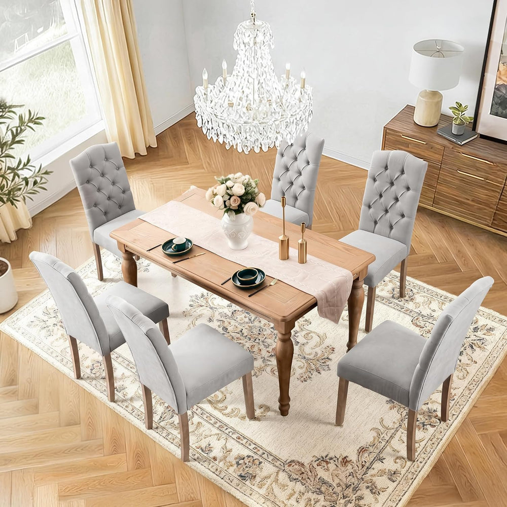 Tufted Upholstered Parsons Dining Chair Set Fabric Diner Accent Stylish Moder...