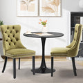 3-Pieces 31.5" Round Dining Table Set for 2, Black Dining Table & Velvet Upholstered Dining Chairs Set of 2 for Kitchen Dining Room Apartment Small Space(Olive Green Chairs)