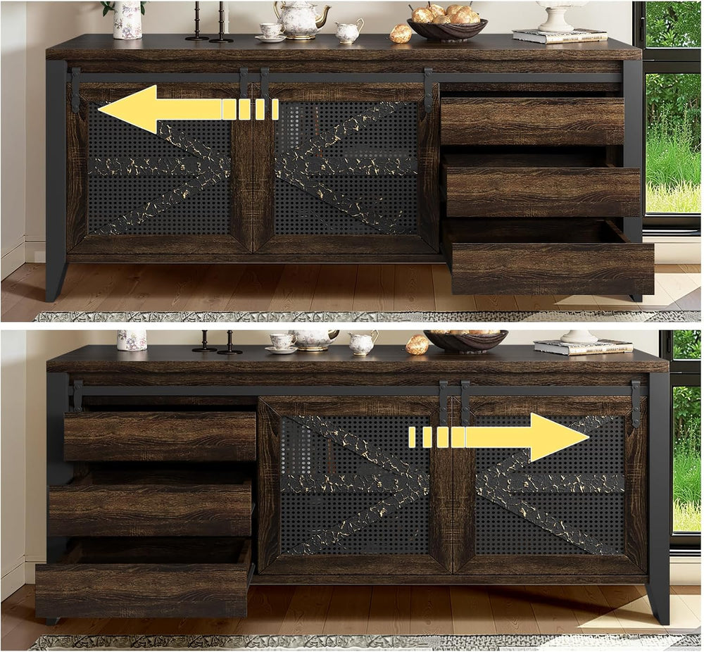 VFK 60 Inch TV Stand for TVs up to 65", Rustic Farmhouse Media Console w...