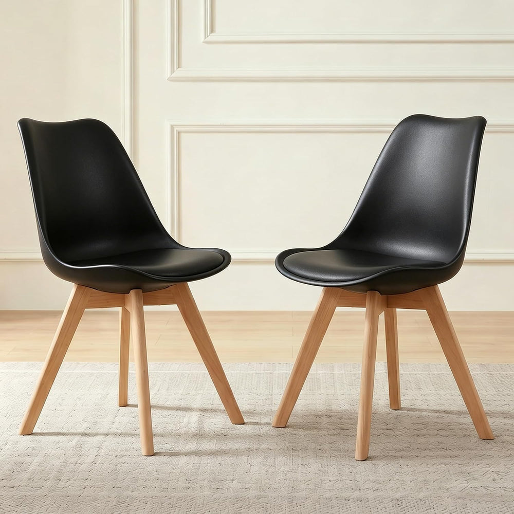 GOTMINSI Set of 2 Modern Style Chair Dining Chairs, Shell Lounge Plastic Chai...