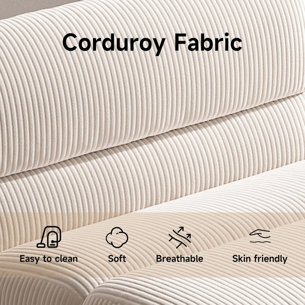 YVDNHP Bean Bag Chair with Ottoman, Cozy Comfy Reading Nook Chairs, Ultra Soft Corduroy Fabric Bean Bag Chairs for Adults, Reading Chair with Ottoman for Living Room, Bedroom Apartment (Beige)