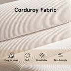 YVDNHP Bean Bag Chair with Ottoman, Cozy Comfy Reading Nook Chairs, Ultra Soft Corduroy Fabric Bean Bag Chairs for Adults, Reading Chair with Ottoman for Living Room, Bedroom Apartment (Beige)