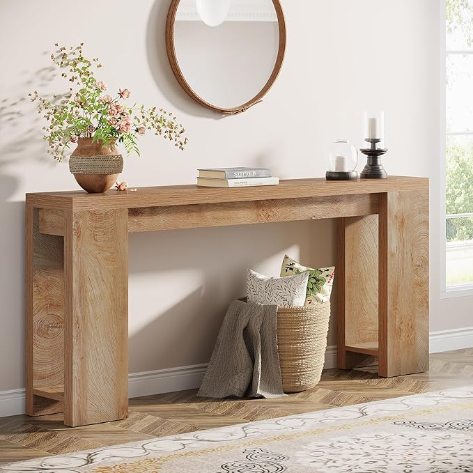 Tribesigns 70.9-Inch Extra Long Console Table, Farmhouse Wood Sofa Table Behi...