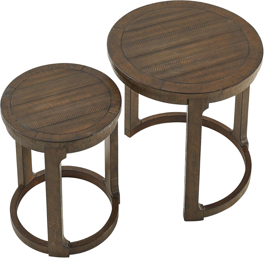 WILLIAMSPACE 24" Round Nesting Coffee Table Set of 2, Solid Wood Coffee ...