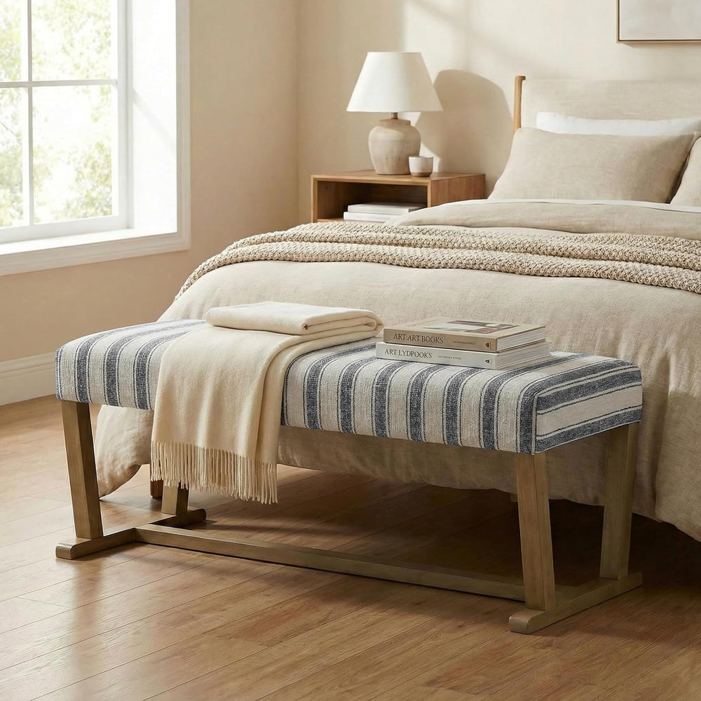 VKNOW 41" Upholstered Entryway Bench, End of Bed Bench with Cushion and ...