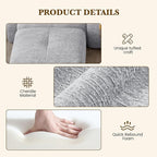 158" U Shaped Convertible Modular Couch, Cloud Couch Sectional with Ottoman, 6-Seater Chenille Boneless Couches for Living Room, Apartment, No Assembly, Light Grey 1PCS
