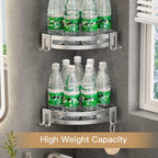 VOLPONE Corner Shower Shelves with Hooks Shower Storage Rack Rustproof Tub Organizer Drill Free (adhesive mounting, no suction cup) Shampoo Holder Wall Mount Corner Shower Caddy (3-Pack, Silver)