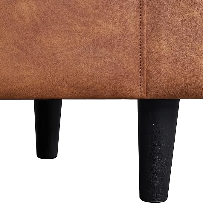 Yaheetech Accent Chair, PU Leather, Modern and Comfortable Armchairs, Upholstered Barrel Sofa Chair for Living Room Bedroom Waiting Room, Brown