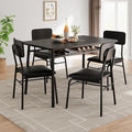 GAOMON 5-Piece Dining Table Set for 4, Wood Kitchen with Built-in Storage Rack,Small Kitchen Table with Upholstered Chairs and Metal Frame for Small Spaces, Black