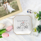 OASSIE Christmas Wedding Gifts for Couples 2025 - Mr and Mrs Gifts 4"x4" Ceramic Jewelry Dish Tray - Bridal Shower Engagement Gifts for Bride Women Newlyweds Marriage Just Married