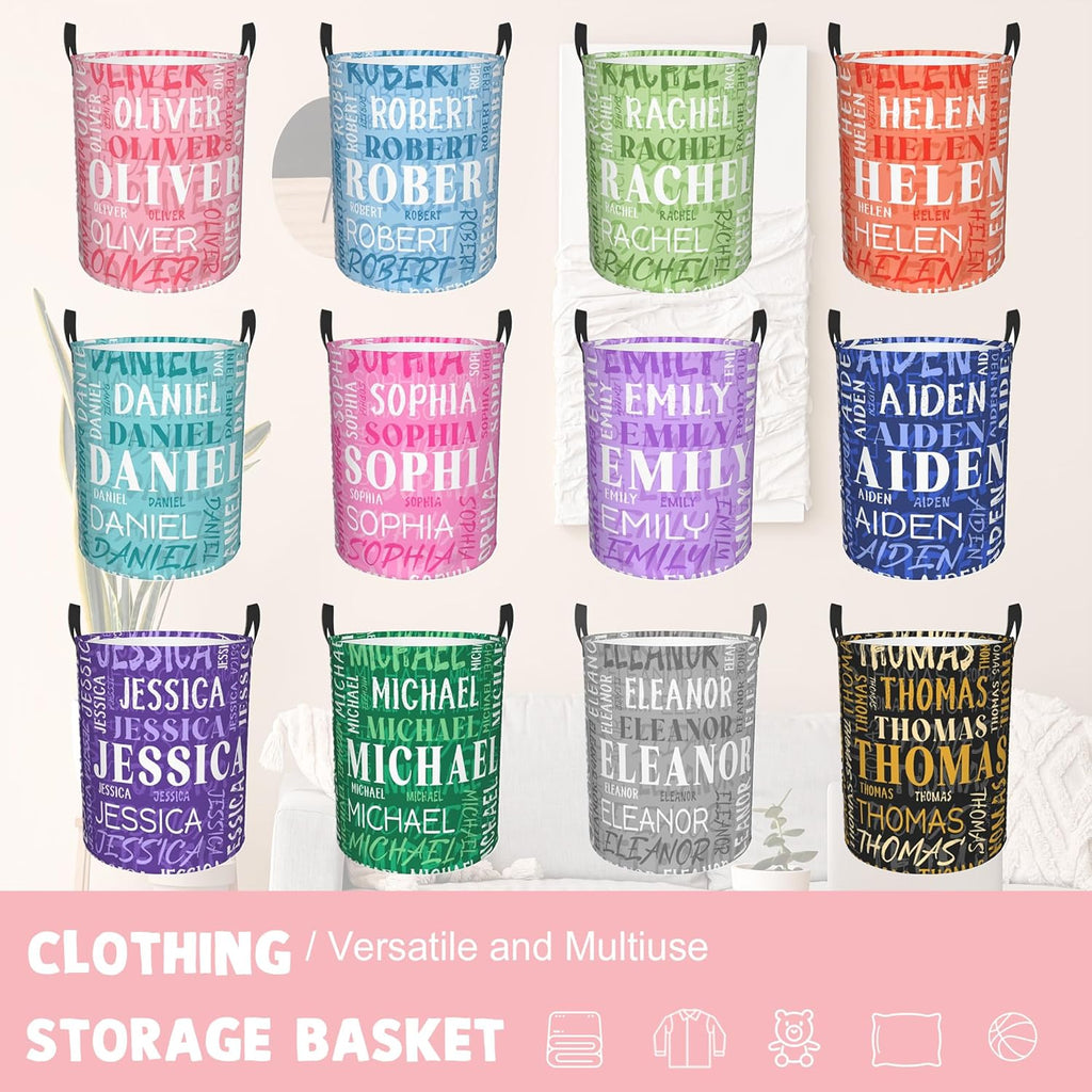 Custom Name Laundry Hamper, Personalized Laundry Baskets with Name for Boys Girls Women Men, Customized Collapsible Dirty Clothes Hamper Easy Storage Gifts for Bedroom Bathroom Living Room