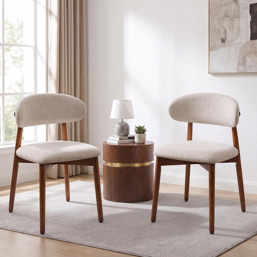Dining Chairs Set of 4, Mid Century Modern Kitchen Chairs with Curve Back, Fa...