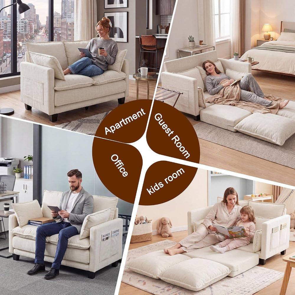 49" Loveseat Sofa Bed, 2 in 1 Convertible Sofa Bed Small Pull Out Couch ...