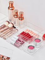 SMARTAKE 13 PCS Drawer Organizer 5-Size Desk Makeup Drawer Organizer Clear | Storage Trays for Makeup with Non Slip Silicone Pads, Jewelries, Utensils in Bedroom Dresser, Office, Kitchen and Bathroom
