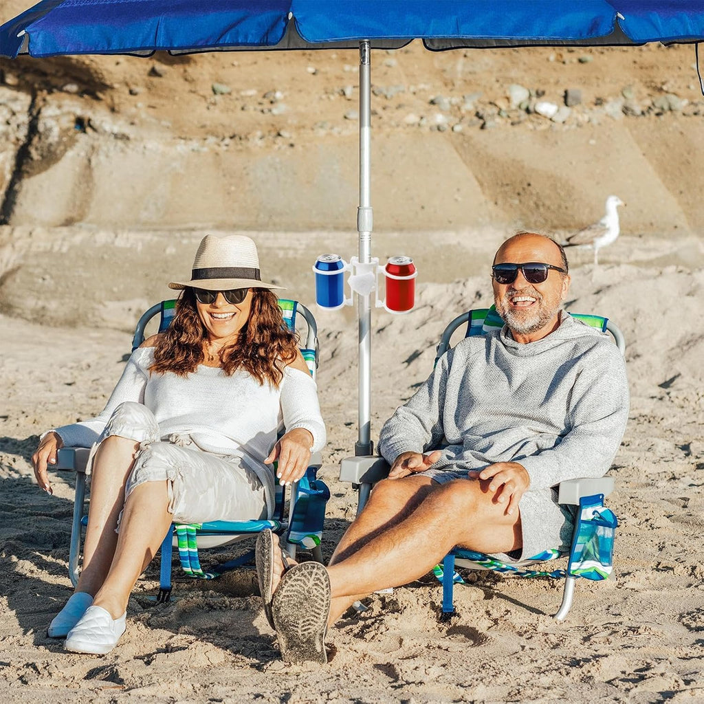 Beach Umbrella Drink Holder - Garden Parasol Cup Stand, Waterproof Bottle Organizer | Lawn Pole Accessory for Camping Picnic Relaxation Family Gathering Park Travel Holiday Seaside Trip Outdoor