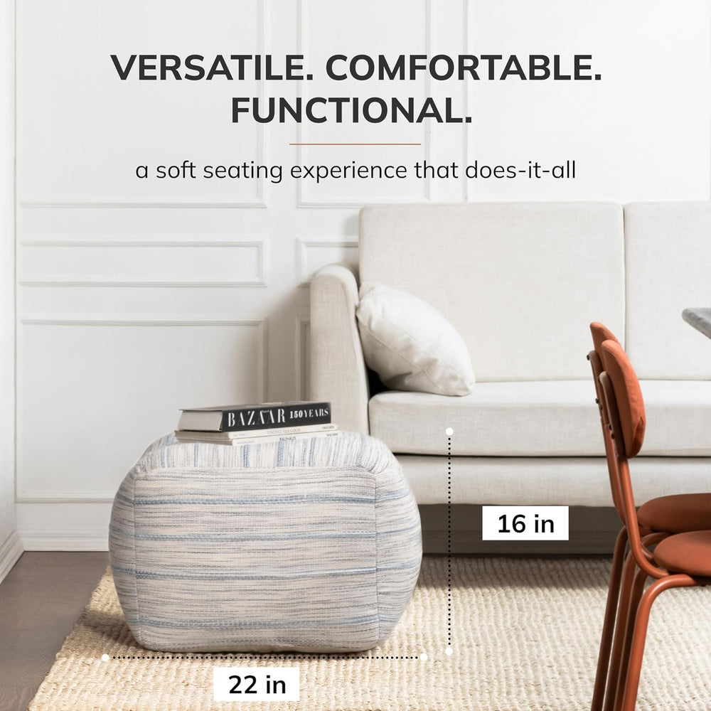 Anji Mountain 16" H x 22" W Handmade Pouf Ottoman for Living Room &...