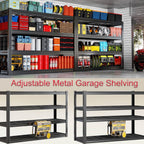 68" Wide Heavy Duty Garage Shelving Units, 4-Tier Deep Storage Shelves,Black Metal Garage Shelves,Steel Shelf,Large Storage Rack,Industrial Shelving for Shop, 68" W x 24" D x 68" H