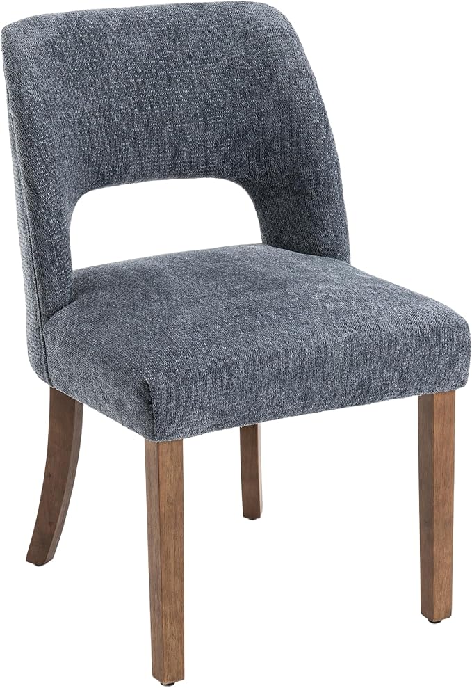 VKNOW Wooden Dining Chairs Set of 2, Modern Fabric Upholstered Dining Room Chair Kitchen Chairs, Farmhouse Dinner Chair for Kitchen Dining Room, Navy