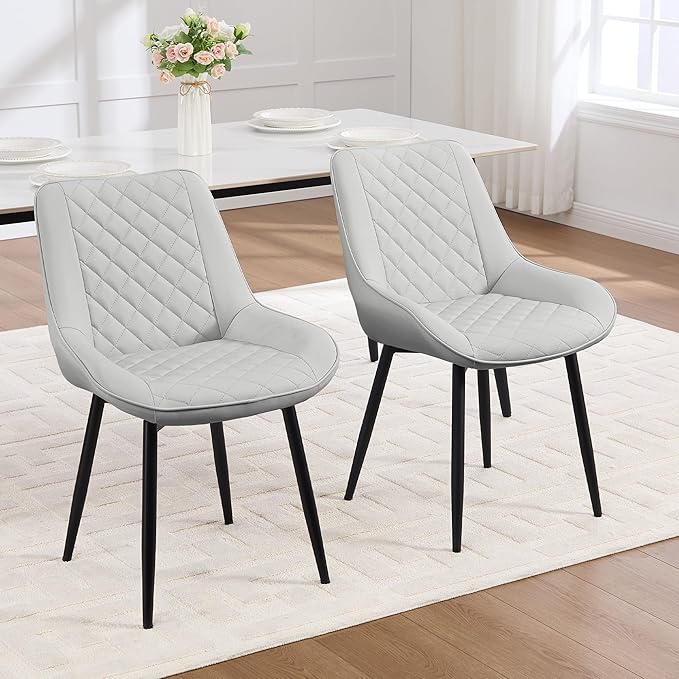 Dining Chair Set of 8, Modern Dining Chairs with Thick Cushions, Faux Leather...