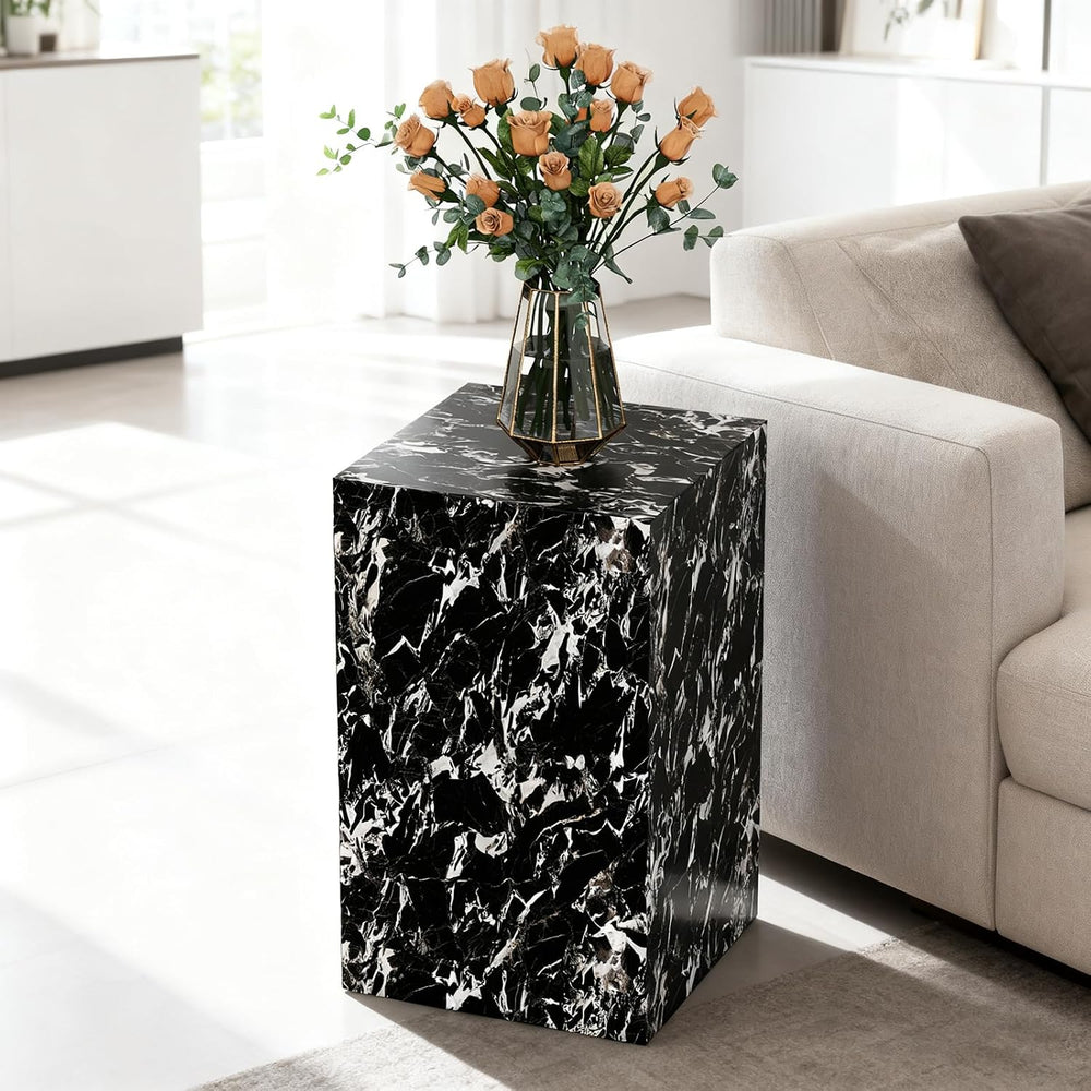 Modern Marble Side Table, 20" Small Square End Table for Living Room, Be...