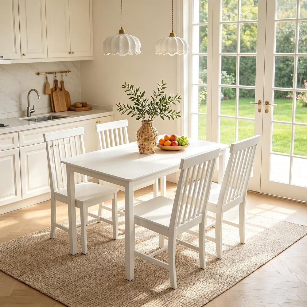 DUHOME 5-Piece Solid Wood Dining Table Set for 4, Farmhouse Kitchen Table Cha...