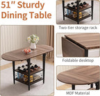 VFK Corner Dining Table Set with Storage Bench, 51” Folding Breakfast Nook Table and Stools, 3 Piece Kitchen Booth Dining Set for Small Space, Modern Dining Room Furniture