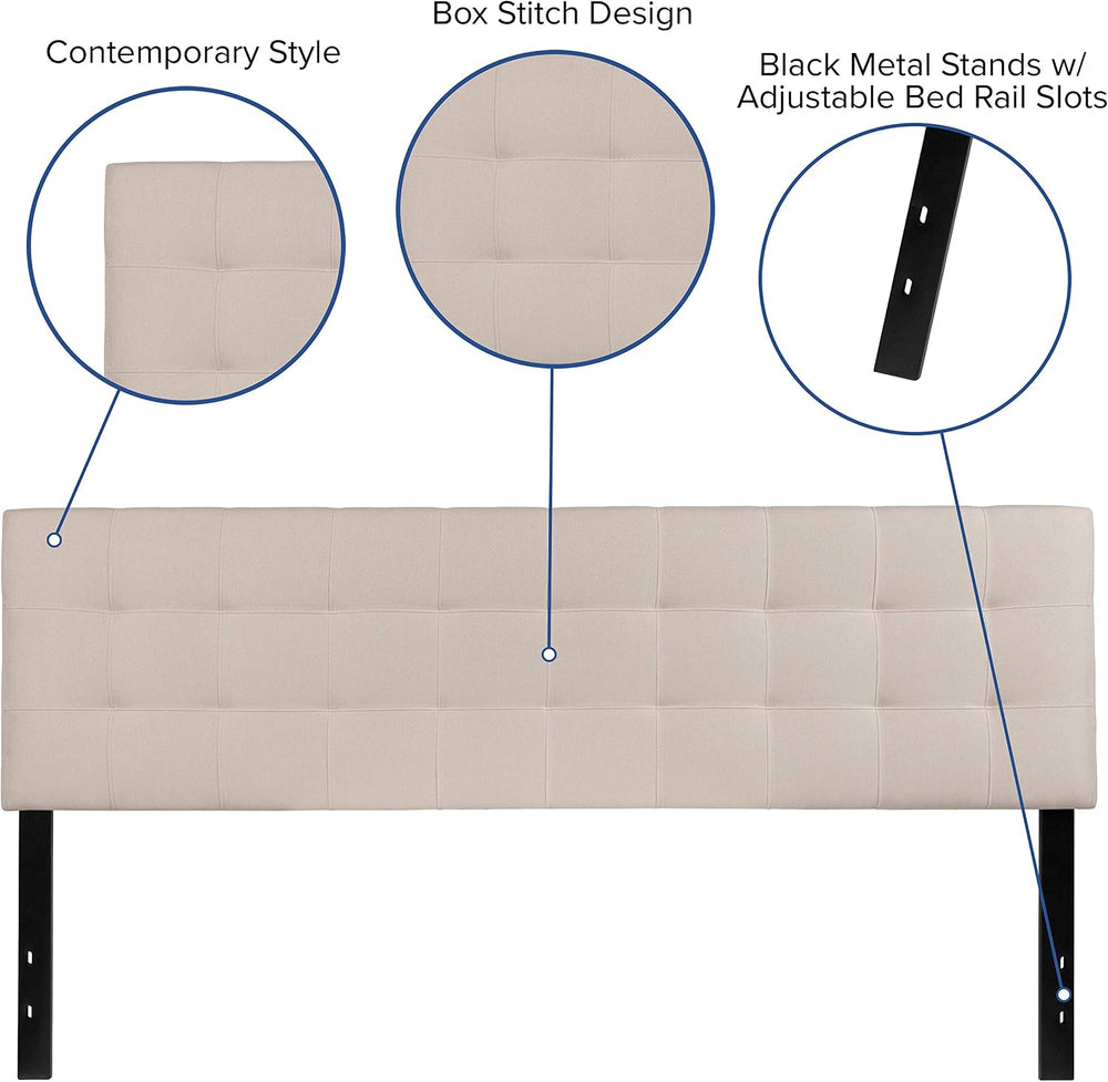 Flash Furniture Bedford Box Stitch Tufted Upholstered King Size Headboard in ...