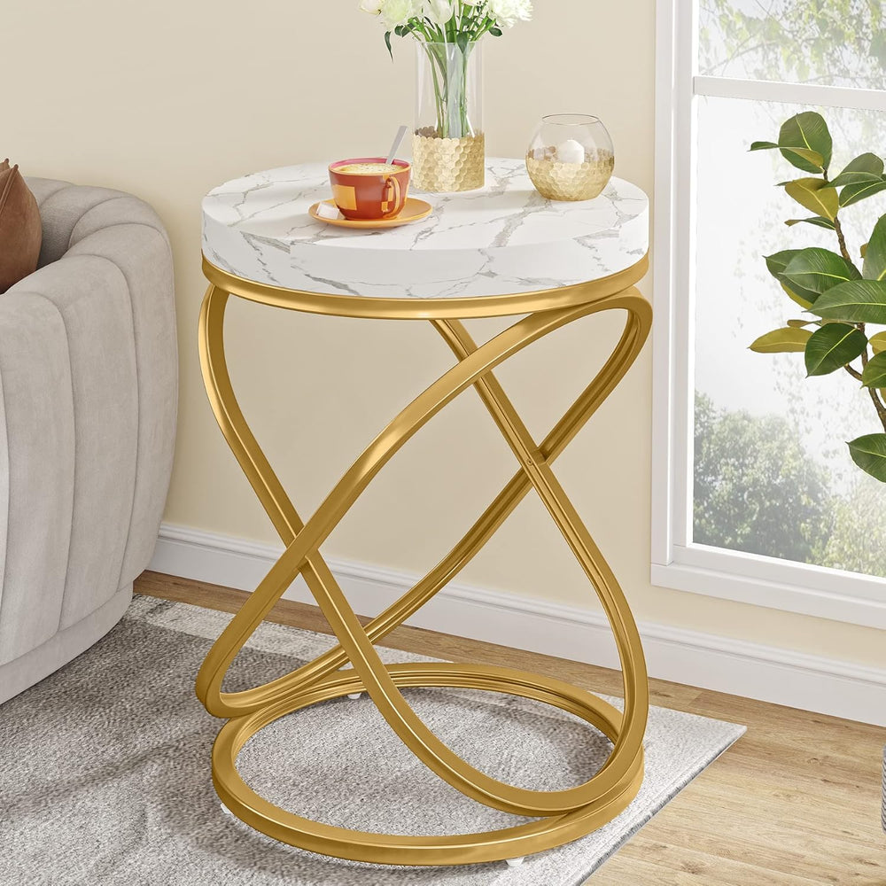 Tribesigns Round End Table with Engineered Wood Tabletop, 26 Inches Round Sid...