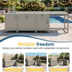 Wisteria Lane Outdoor Storage Cabinet with Drawers, Aluminum Modular Outdoor Kitchen, All Weather Kitchen Island for Patio, BBQ, Backyard