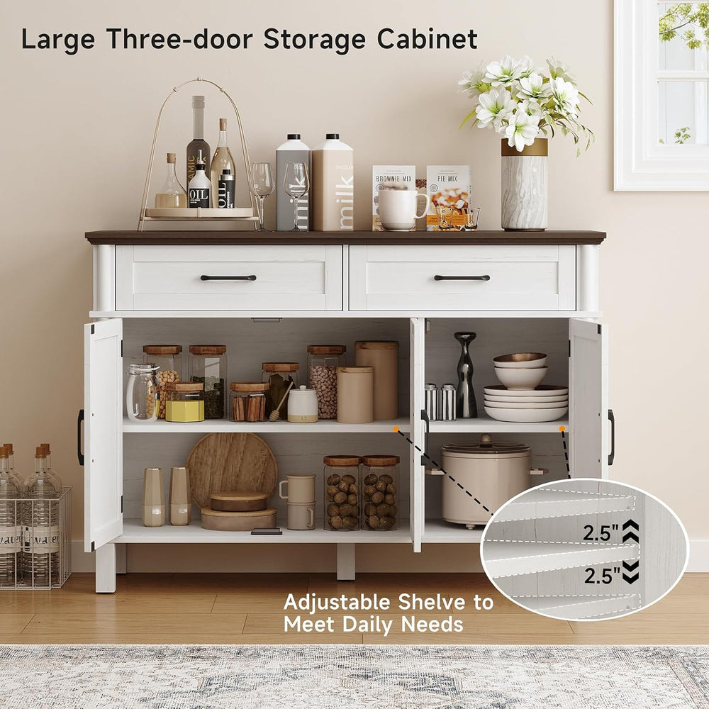 48 Inches Buffet Cabinet with Storage, Farmhouse Sideboard Buffet w/2 Drawers...