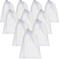 TecUnite 10 Pcs Mesh Bags Drawstring Laundry Bags Large Nylon Mesh Gift Dishwasher Bag with Sliding Drawstring for Kitchen Jewelry Gifts Wedding Favor Home(11.8 x 7.5 Inch,White)
