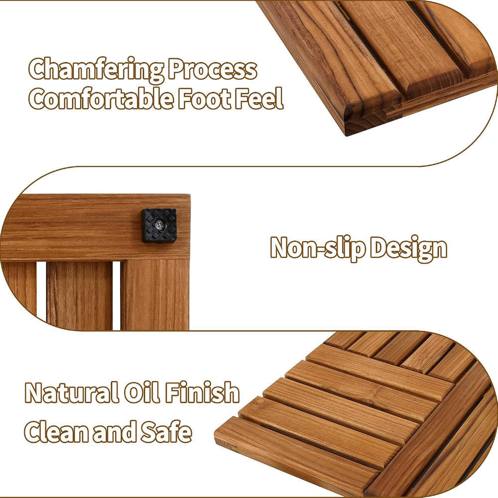 Utoplike Teak Wood Bath Mat, Shower Mats for Bathroom 32 x 20 inch Large