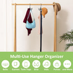 Belt Hanger, Rotatable Belt Organizer Rack for Closet Sturdy Max 24 Belts Storage with 8 Hooks, Hanging Space Saving Closet Organizers for Belts Holder, Black