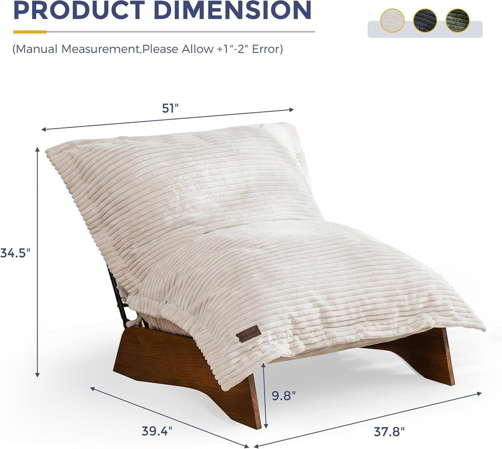 MAXYOYO Adjustable Living Room Chair, 3-Position Bean Bag Chair with Frame | ...