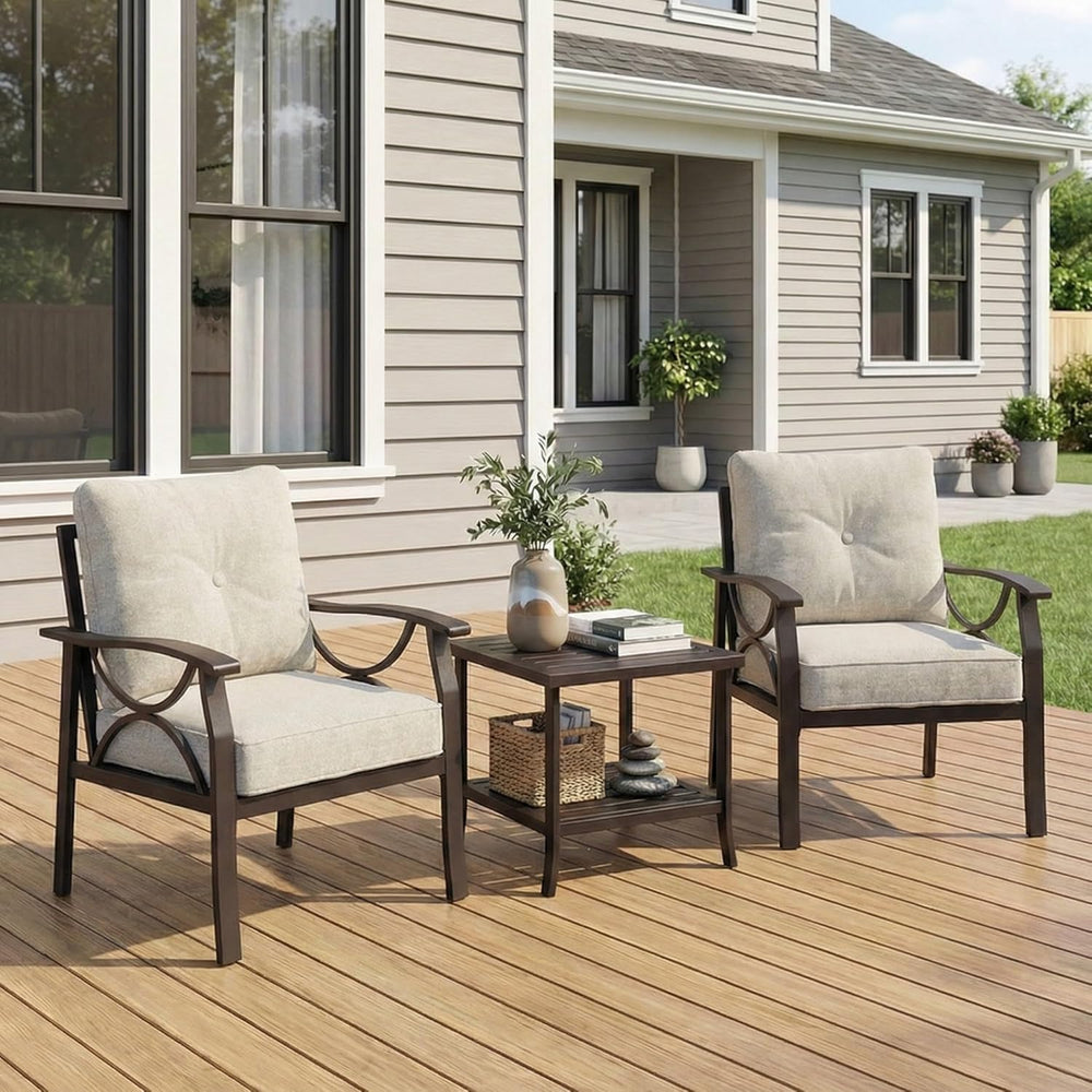 RoyalCraft Outdoor Patio Furniture Set, 3 Pieces Metal Patio Conversation Set...