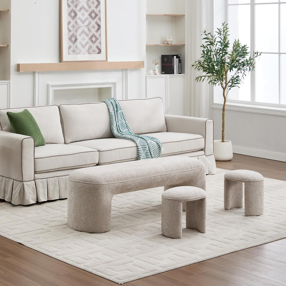 Hyfirm 3-Pieces Modern Upholstered Ottoman Waterfall Bench for Bedroom End of...