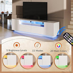 WLIVE LED TV Stand with Large Storage Cabinet, Modern Entertainment Center for 55/60/65/70/75 Inch TVs, Sturdy TV Console for Living Room, Bedroom,Rec Room(White)