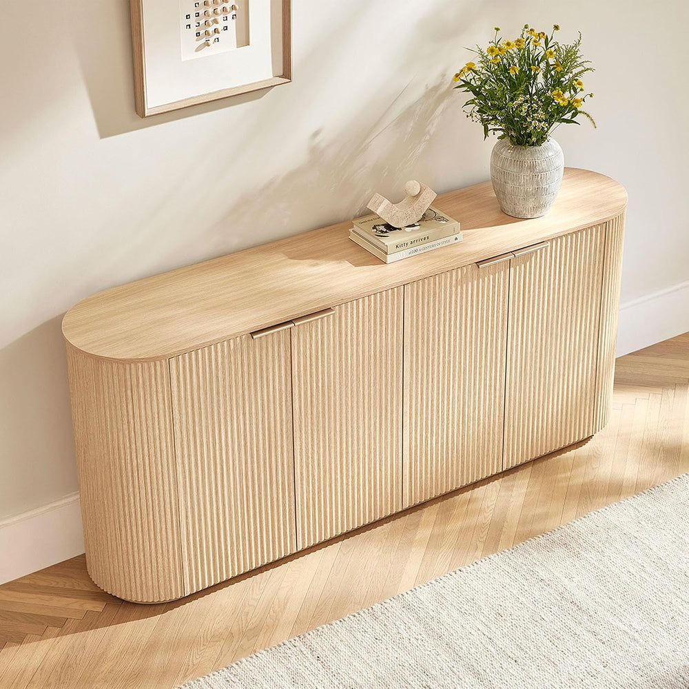 CHITA 70" Sideboard Buffet Cabinet with Storage, Fluted Cabinet with Doo...