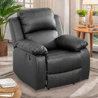 Oversized Recliner Chair, Leather Power Electric Recliners with Home Theater Seating, Single Recliner Sofa Breathable Living Room Chairs for Adults Reading Gaming, Black