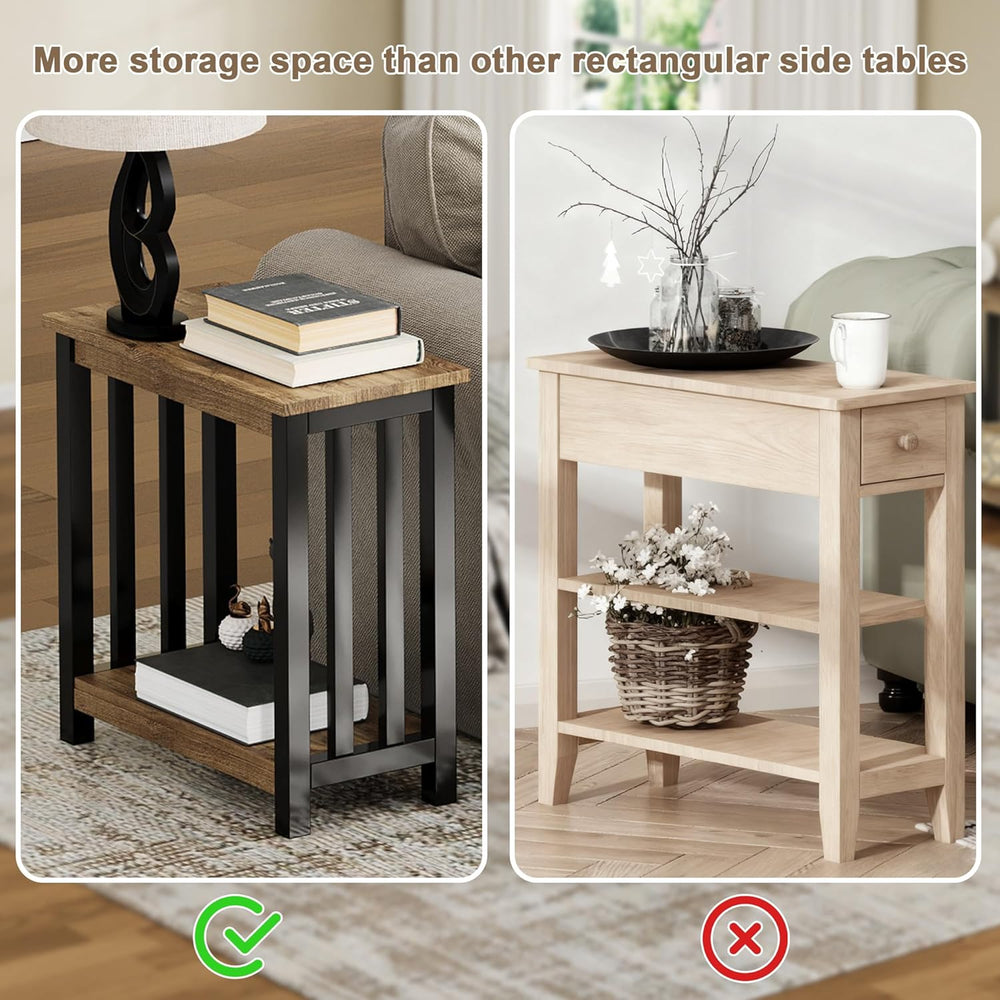 ChooChoo Mission End Tables Set of 2, Narrow Side Tables for Small Spaces, Ni...