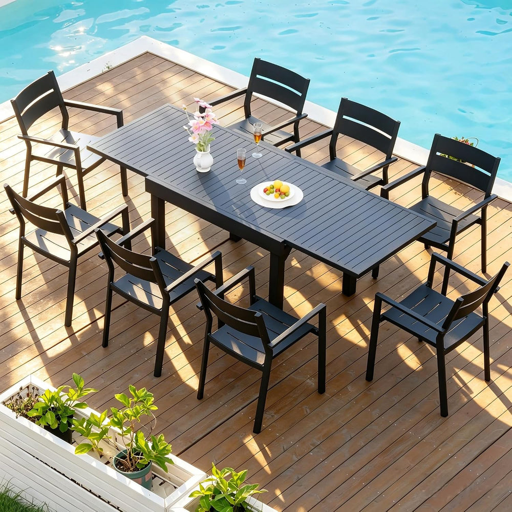Pellebant 9-Piece Aluminum Outdoor Patio Dining Table Set for 8 Person