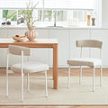 Beige Fabric Dining Chairs Set of 2, Armless Upholstered Kitchen Chair,Modern Dining Room Chair with Curved Backrest